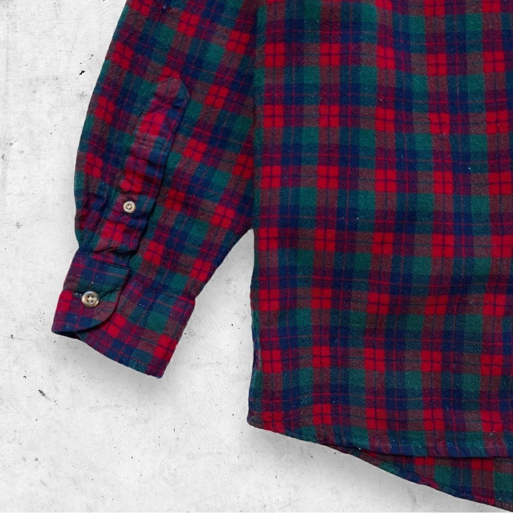 Vtg 90s Pendleton Fireside Wool Flannel Shirt, Plaid, USA Made, Red Green, M L - Picture 4 of 6